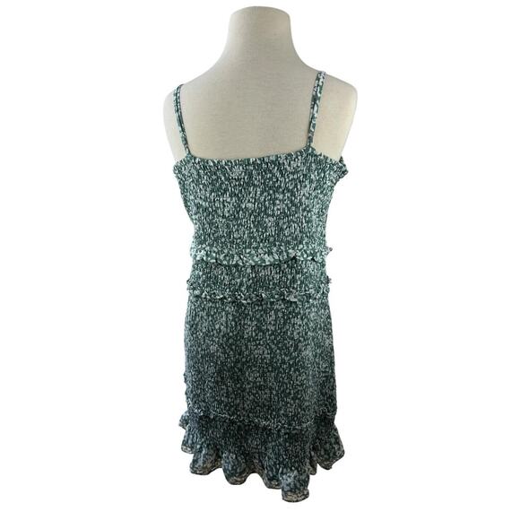 Abercrombie & Fitch Smocked Mini Dress Ruffle Green White Size XLT XL Tall - Picture 10 of 16